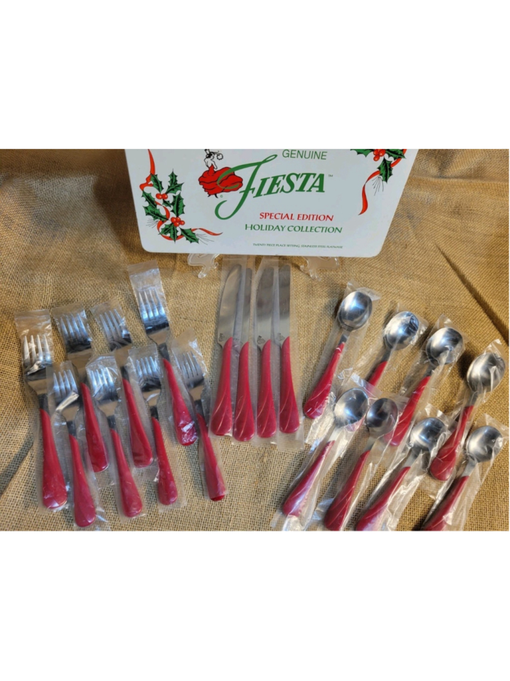 Homer Laughlin Fiesta Special Edition 20 Pc Flatware In Original Tin Scarlet